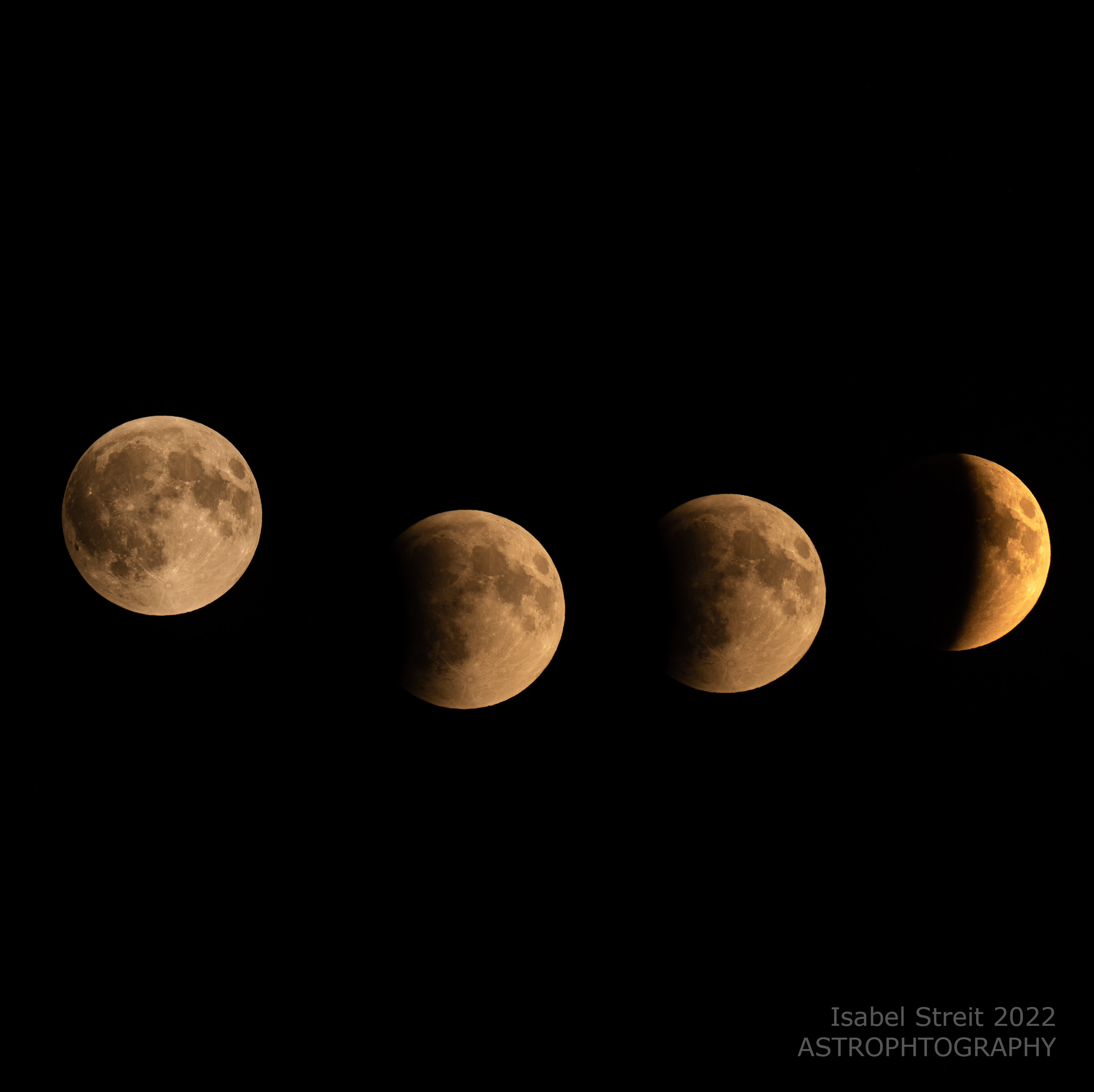 Lunar eclipse phase sequence of 16 May 2022